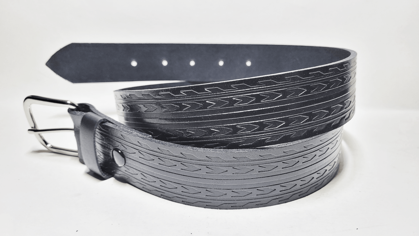 Handmade Embossed Buffalo Leather Belt - Buffalo Artisanal - C-258