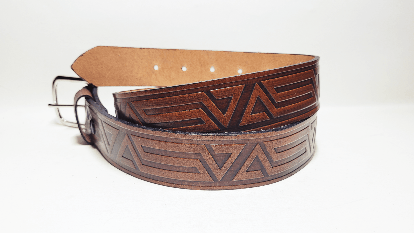 Handmade Embossed Buffalo Leather Belt - Buffalo Artisanal - C-262