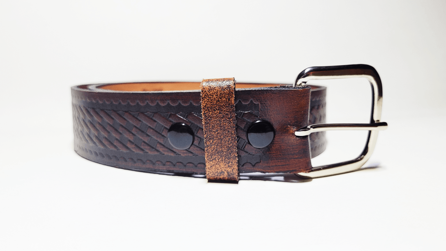 Handmade Embossed Buffalo Leather Belt - Buffalo Artisanal - C-250