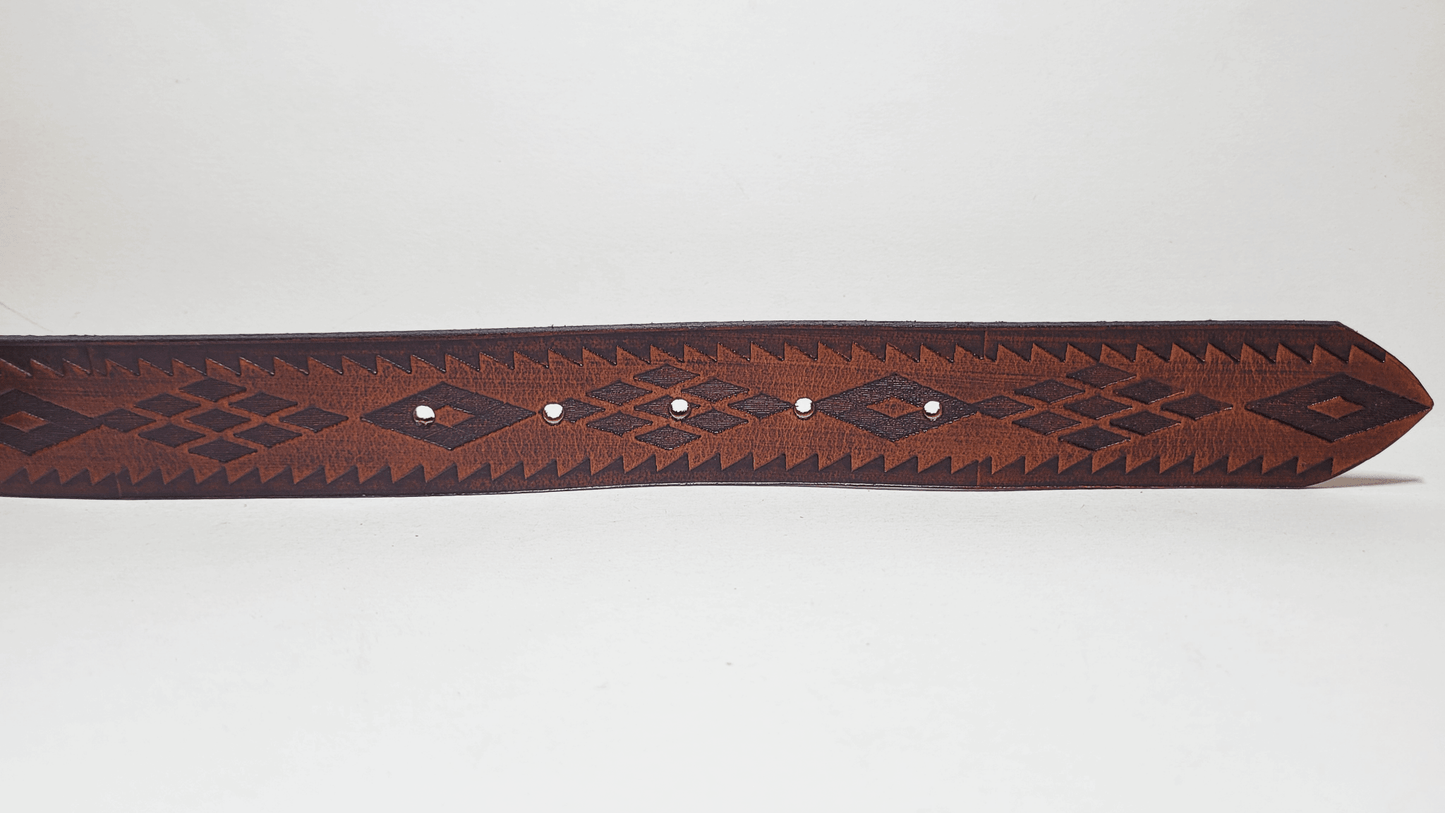 Handmade Embossed Buffalo Leather Belt - Buffalo Artisanal - C-234