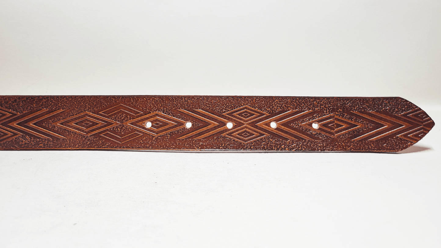 Handmade Embossed Buffalo Leather Belt - Buffalo Artisanal - C-259