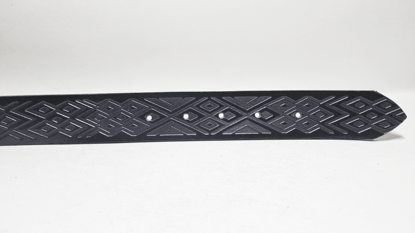 Handmade Embossed Buffalo Leather Belt - Buffalo Artisanal - C-255