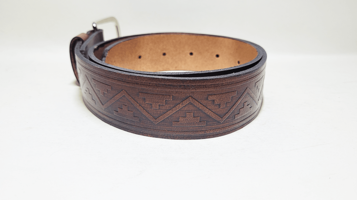 Handmade Embossed Buffalo Leather Belt - Buffalo Artisanal - C-256