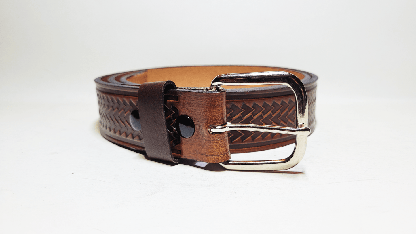 Handmade Embossed Buffalo Leather Belt - Buffalo Artisanal - C-253
