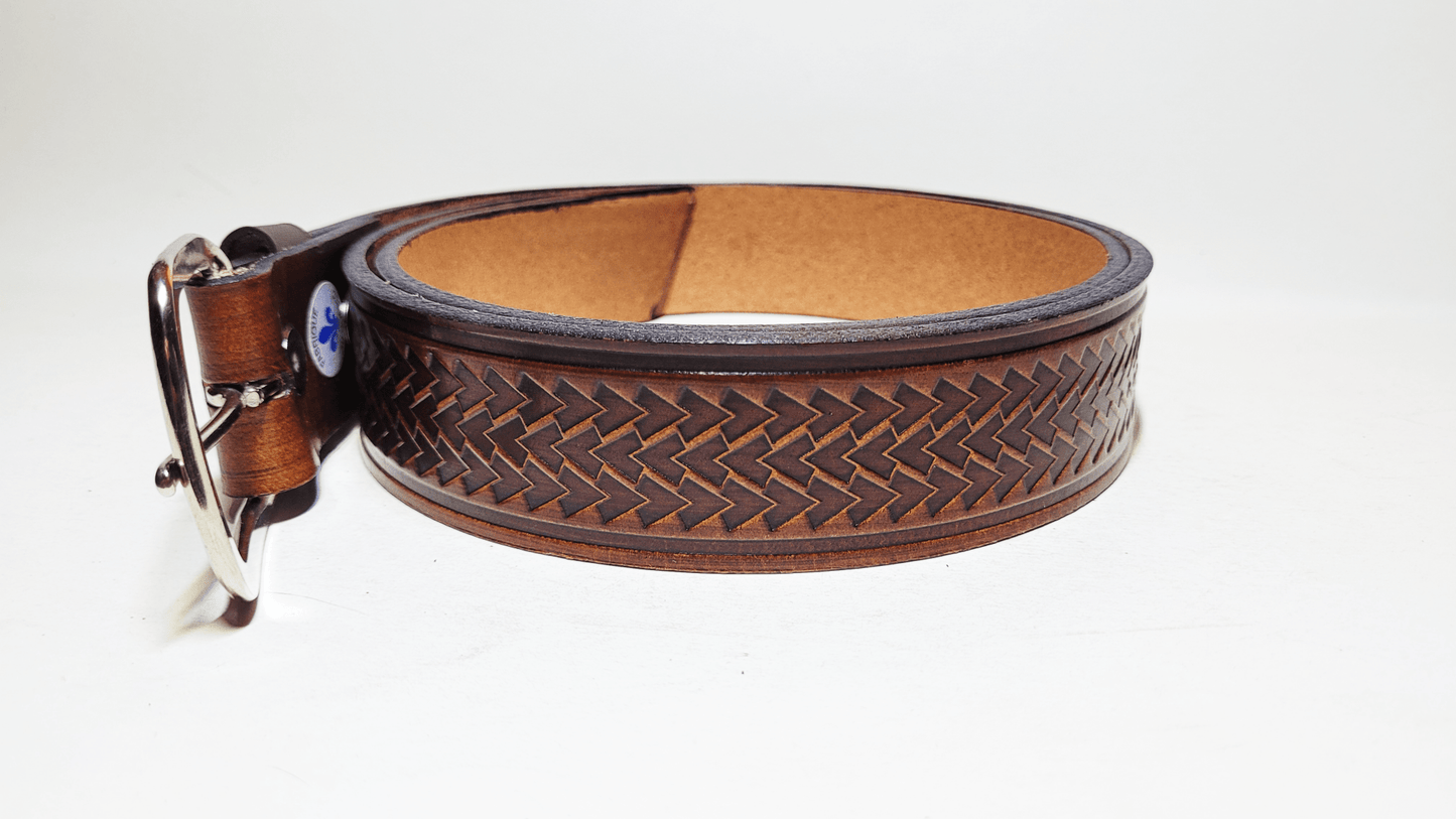 Handmade Embossed Buffalo Leather Belt - Buffalo Artisanal - C-253