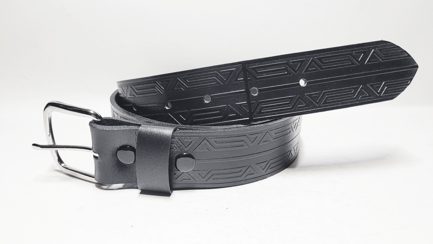 Handmade Embossed Buffalo Leather Belt - Buffalo Artisanal - C-263