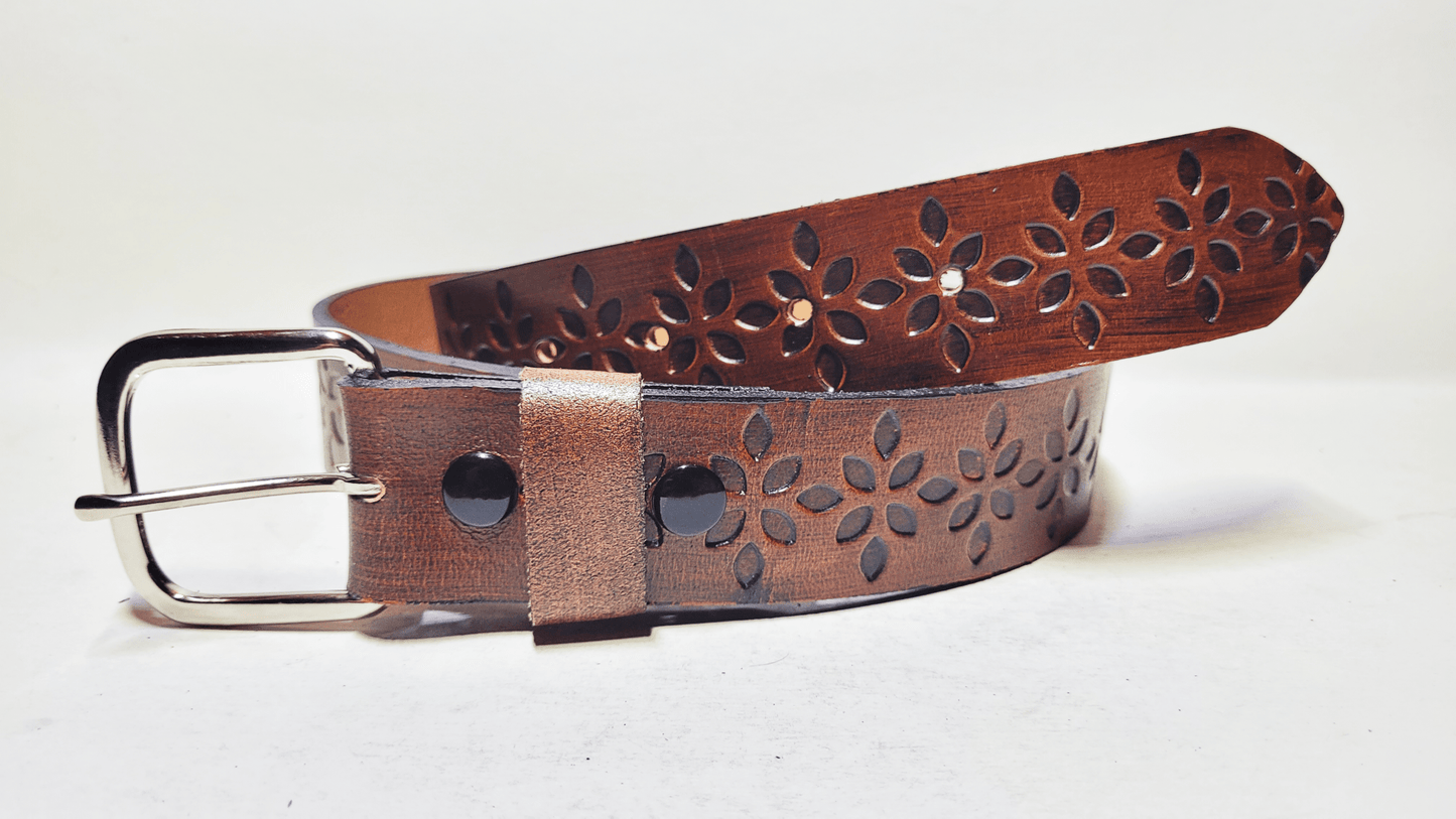 Handmade Embossed Buffalo Leather Belt - Buffalo Artisanal - C-261