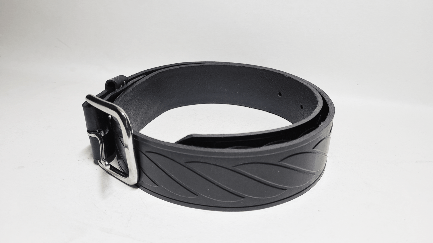 Handmade Embossed Buffalo Leather Belt - Buffalo Artisanal - C-247black