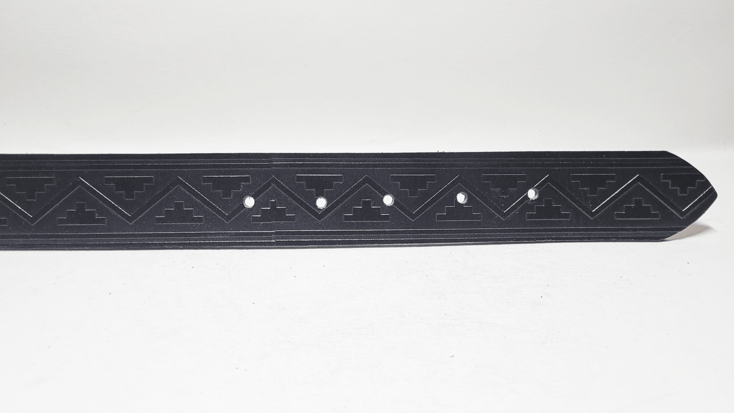 Handmade Embossed Buffalo Leather Belt - Buffalo Artisanal - C-256