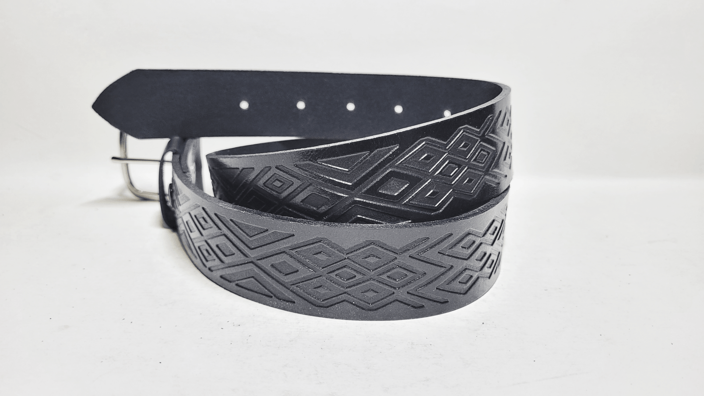 Handmade Embossed Buffalo Leather Belt - Buffalo Artisanal - C-255