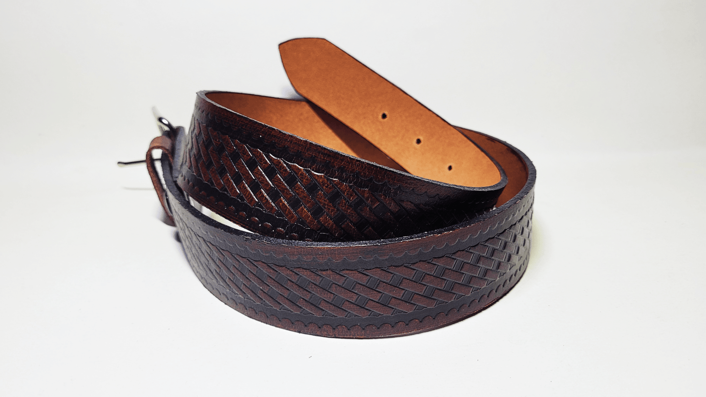 Handmade Embossed Buffalo Leather Belt - Buffalo Artisanal - C-250