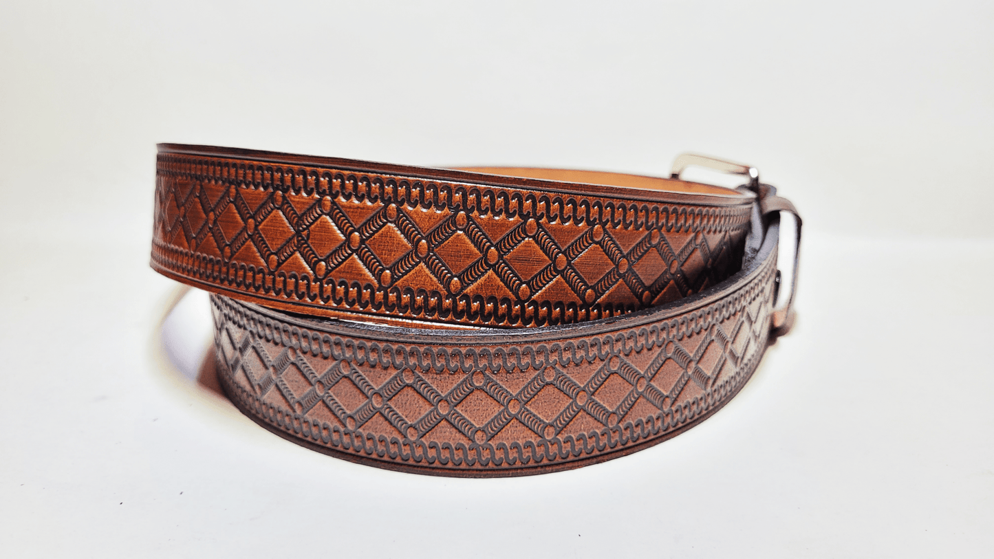 Handmade Embossed Buffalo Leather Belt - Buffalo Artisanal - C-236