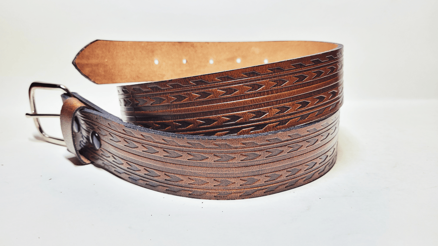 Handmade Embossed Buffalo Leather Belt - Buffalo Artisanal - C-258
