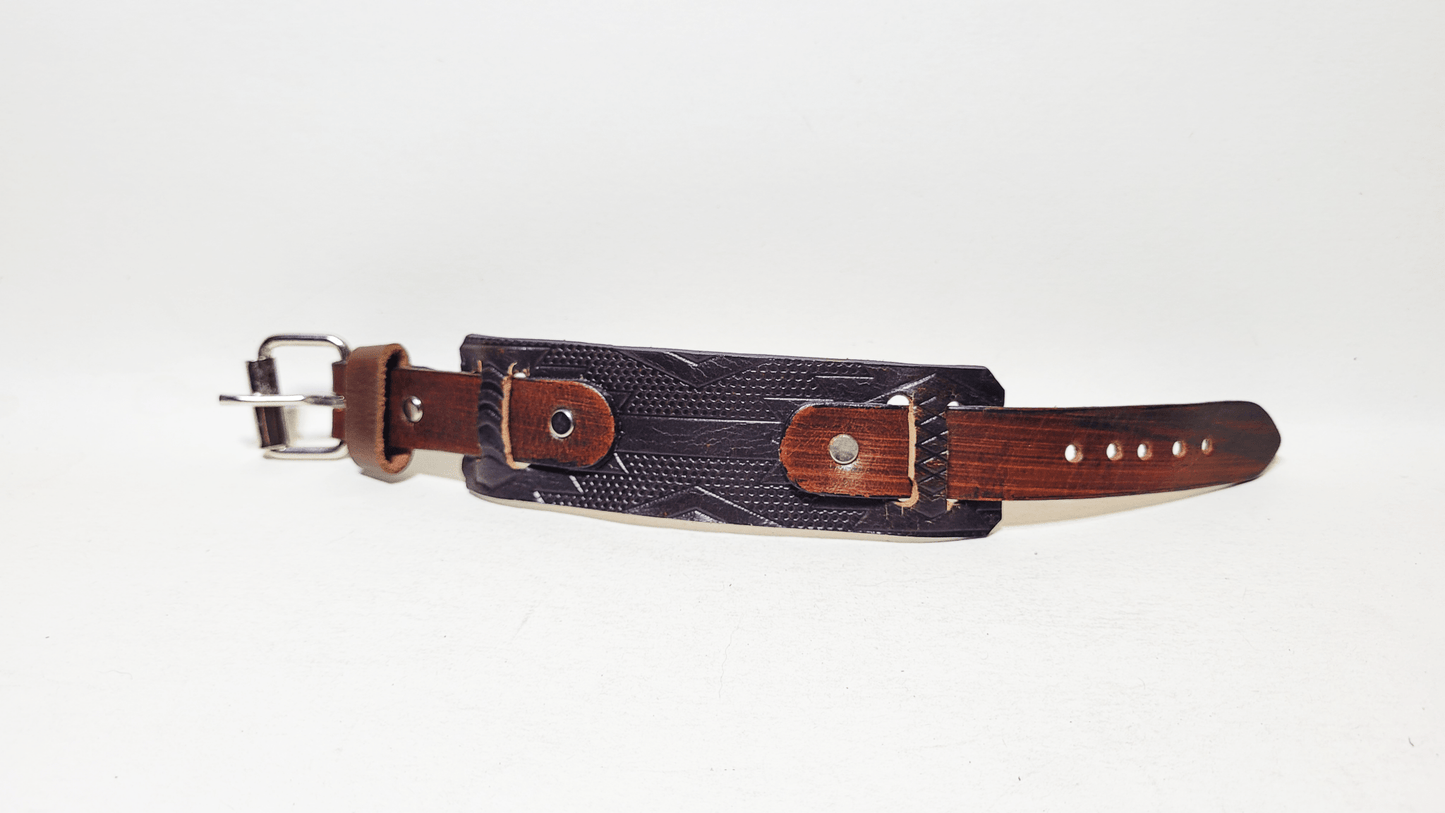 Handmade Embossed Leather Bracelet - Buffalo Artisanal - B-240