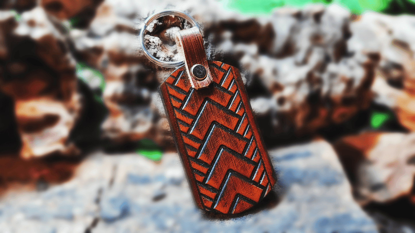 Handmade Embossed Leather Keychain - Buffalo Artisanal - PC-254