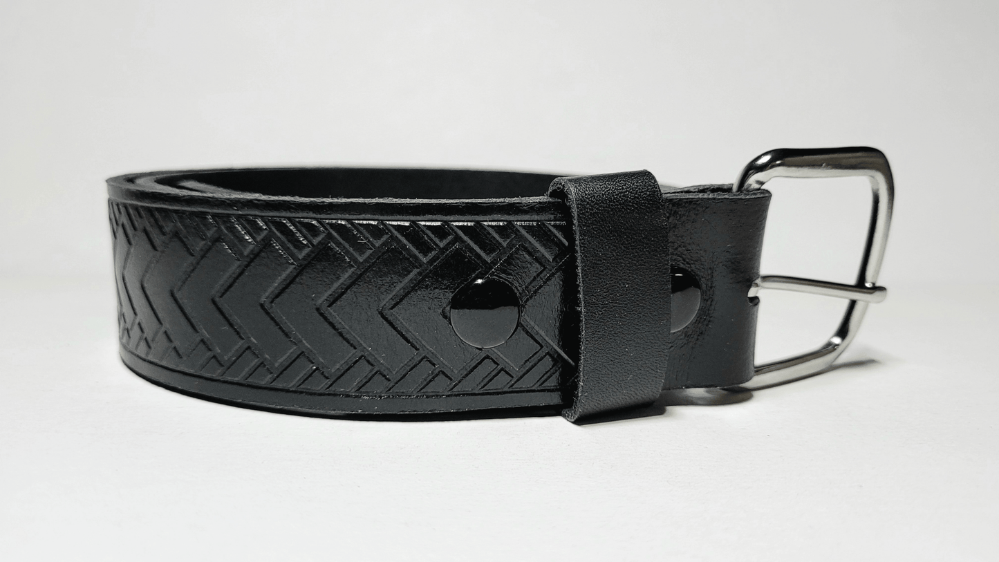 Handmade Embossed Buffalo Leather Belt - Buffalo Artisanal - C-254