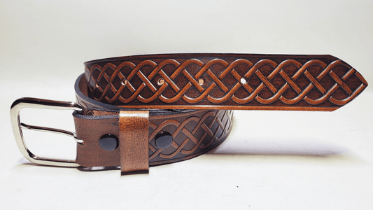 Handmade Embossed Buffalo Leather Belt - Buffalo Artisanal - C-257