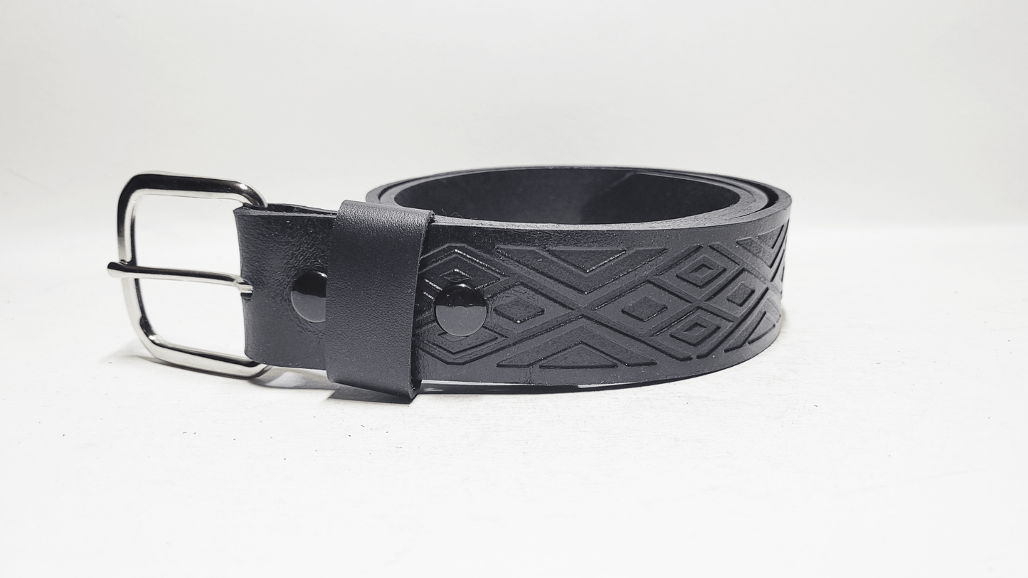 Handmade Embossed Buffalo Leather Belt - Buffalo Artisanal - C-255