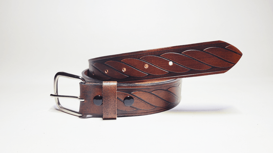 Handmade Embossed Buffalo Leather Belt - Buffalo Artisanal - C-247