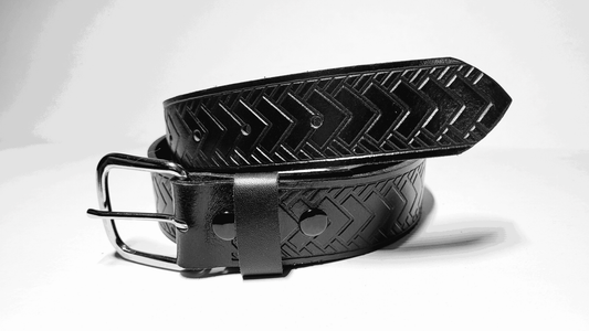 Handmade Embossed Buffalo Leather Belt - Buffalo Artisanal - C-254