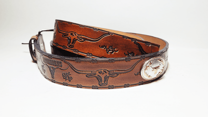 Handmade Embossed Buffalo Leather Belt - Buffalo Artisanal - C-183