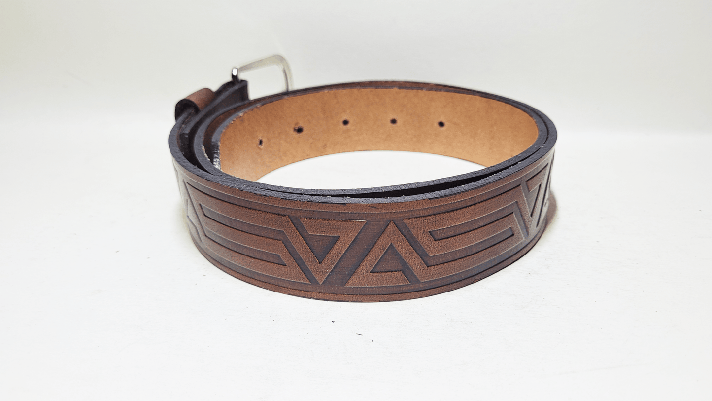 Handmade Embossed Buffalo Leather Belt - Buffalo Artisanal - C-262