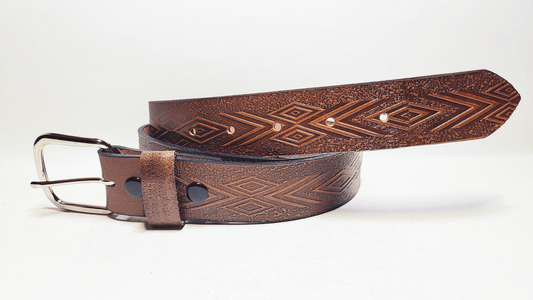 Handmade Embossed Buffalo Leather Belt - Buffalo Artisanal - C-259