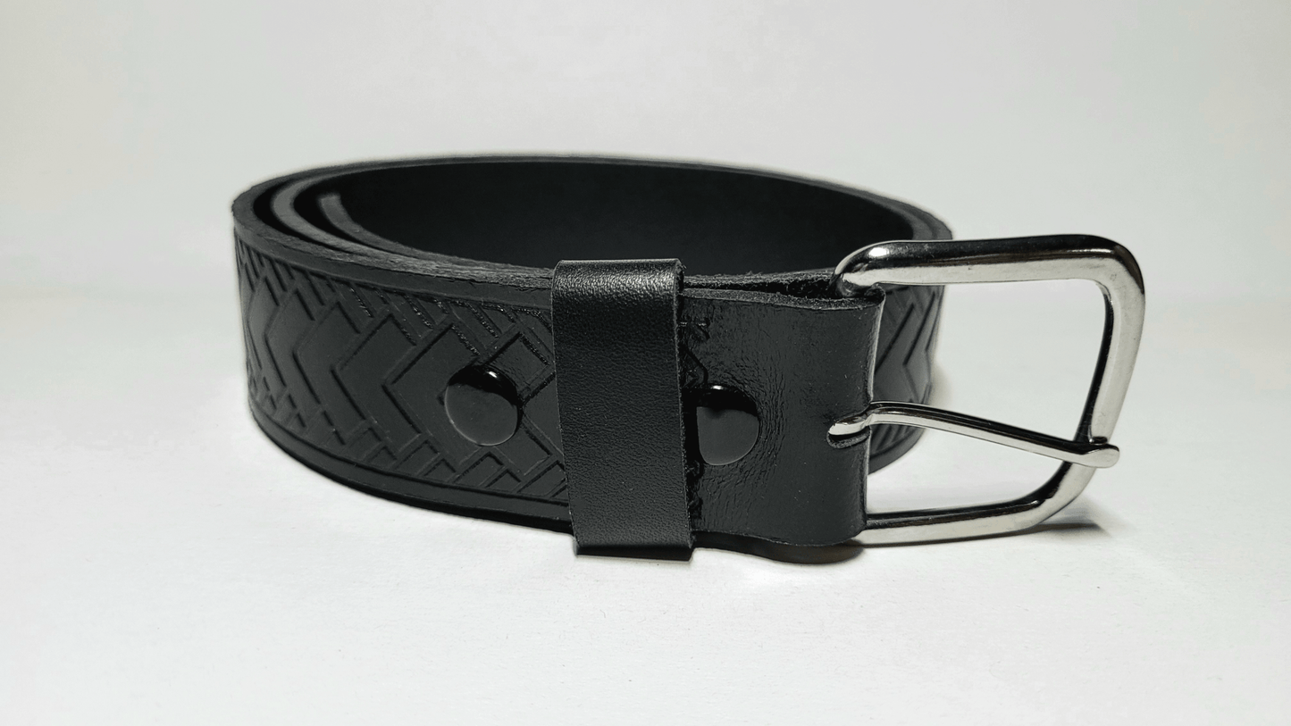 Handmade Embossed Buffalo Leather Belt - Buffalo Artisanal - C-254