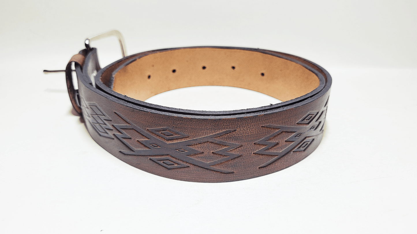 Handmade Embossed Buffalo Leather Belt - Buffalo Artisanal - C-260