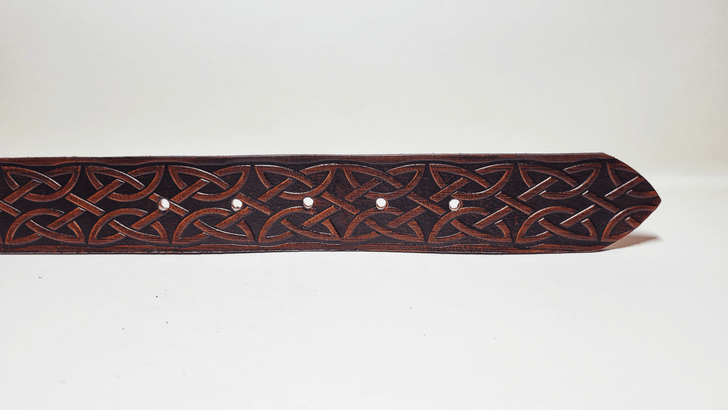 Handmade Embossed Buffalo Leather Belt - Buffalo Artisanal - C-249
