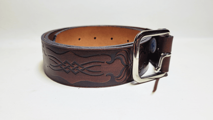 Handmade Embossed Buffalo Leather Belt - Buffalo Artisanal - C-246