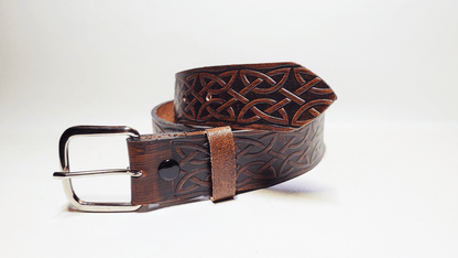 Handmade Embossed Buffalo Leather Belt - Buffalo Artisanal - C-249