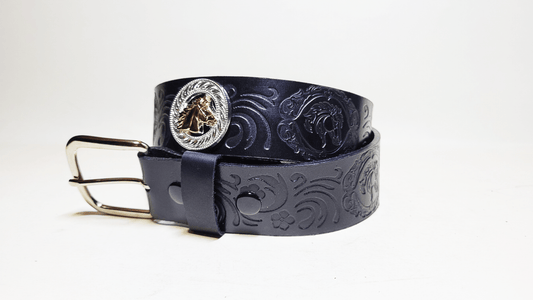 Handmade Embossed Buffalo Leather Belt - Buffalo Artisanal - C-193