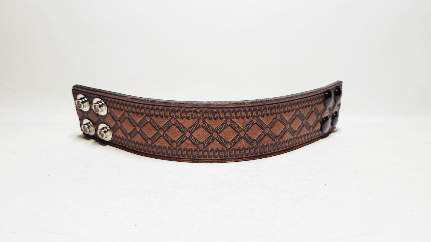 Handmade Embossed Leather Bracelet - Buffalo Artisanal - B-236
