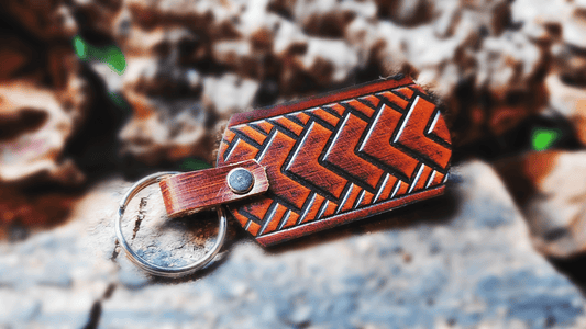 Handmade Embossed Leather Keychain - Buffalo Artisanal - PC-254