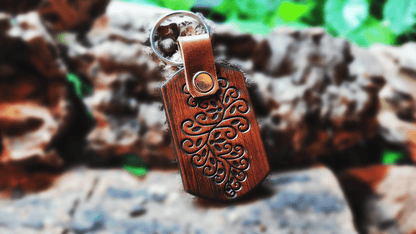 Handmade Embossed Leather Keychain - Buffalo Artisanal - PC-159